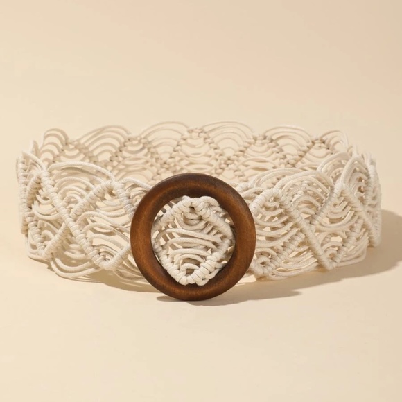 Boho Circle Buckle Woven Belt - Picture 1 of 8